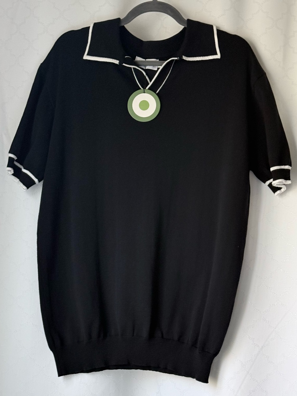 Men’s XL Black White 1950’s 1960s Mod Retro Knit Polo Shirt nwt oxknit